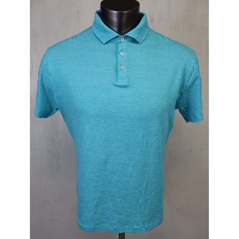 Mens Rodd & Gunn Sports Fit Short Sleeve Polo Shirt Size M Blue Linen Nylon